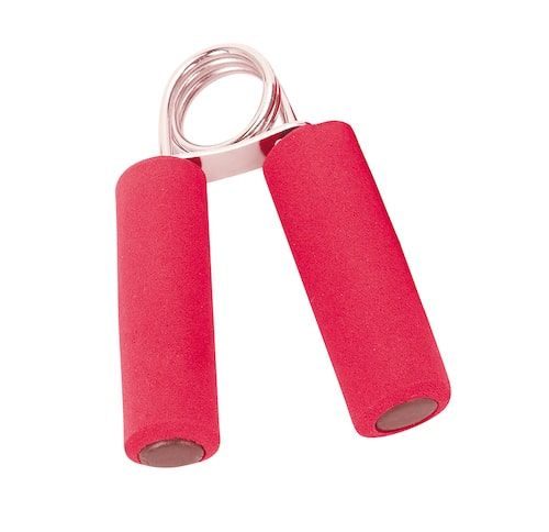 Ein Paar rote Gummigriffe auf weißem Hintergrund, ideal für Sportosteopathie.